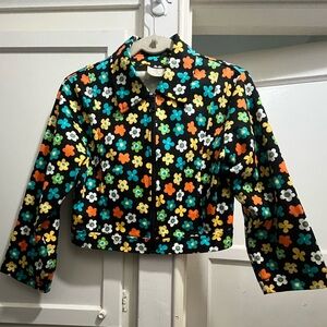 Vintage Cache flower print zip up cropped jacket size Medium